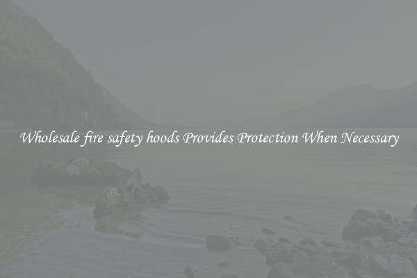 Wholesale fire safety hoods Provides Protection When Necessary