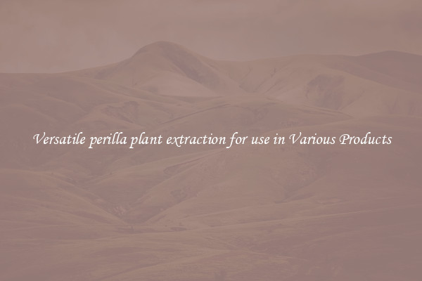 Versatile perilla plant extraction for use in Various Products