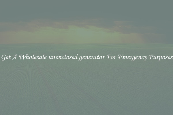 Get A Wholesale unenclosed generator For Emergency Purposes