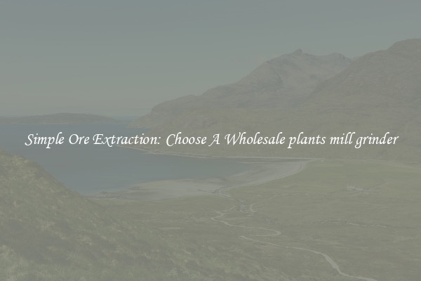 Simple Ore Extraction: Choose A Wholesale plants mill grinder